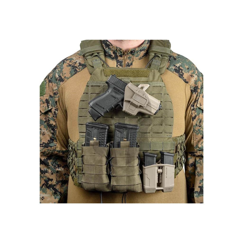 נרתיק טקטי לאקדח מותקן על ווסט לחימה עם מתאם MOLLE - שימוש מבצעי - מגן 360